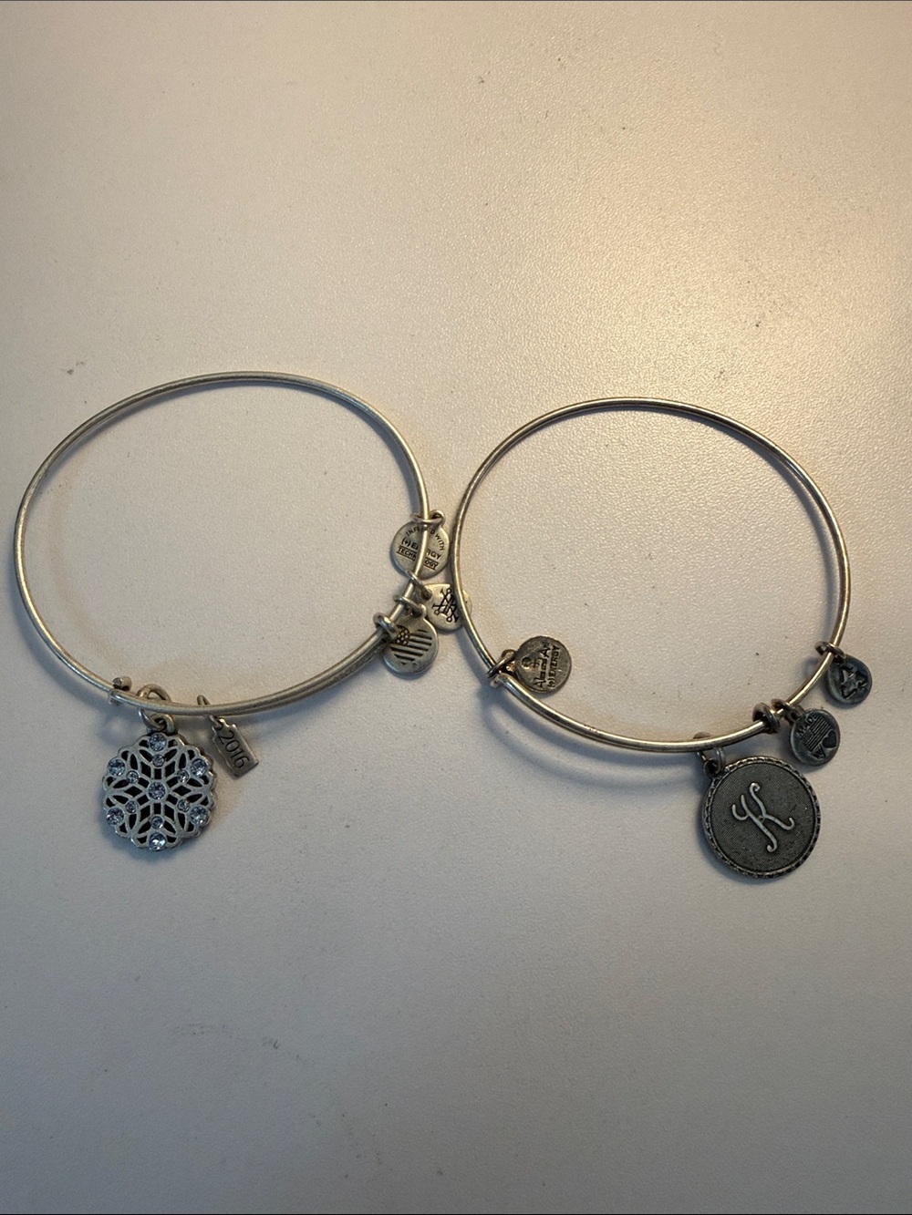 Alex and Ani Bracelets, Snowflake and 'K' Initial